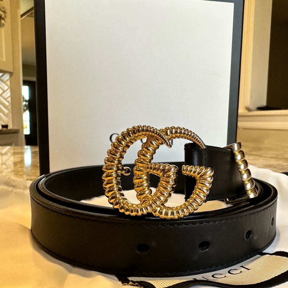 COPY - Gucci Leather belt with torchon Double G buckle